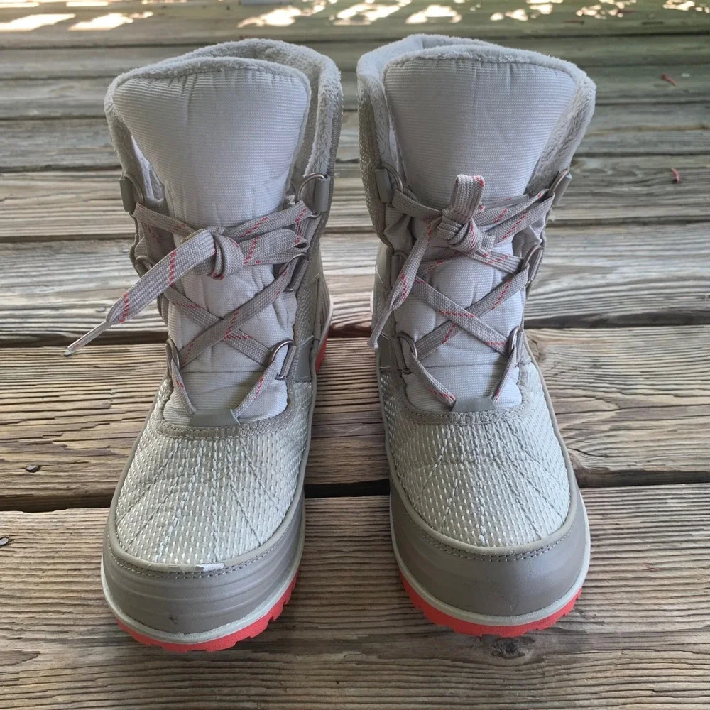 Sorel Tivoli II Womens 8 Gray Coral Waterproof Snow Boots Winter Cozy Outdoor